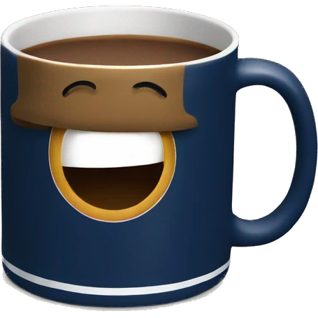 Navy mug with coffee emoji