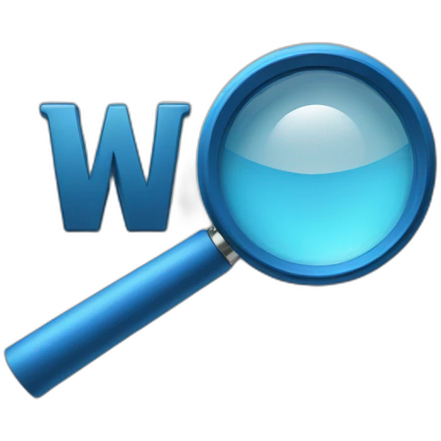 Magnifier blue with letter W emoji