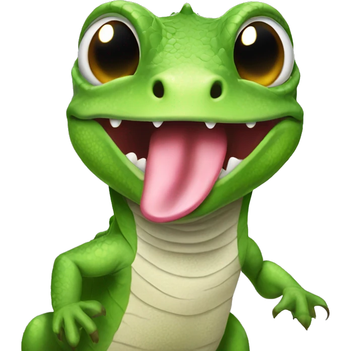 Cute lizard with its tongue out emoji