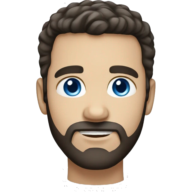white male dark brown hair, short beard and blue eyes emoji