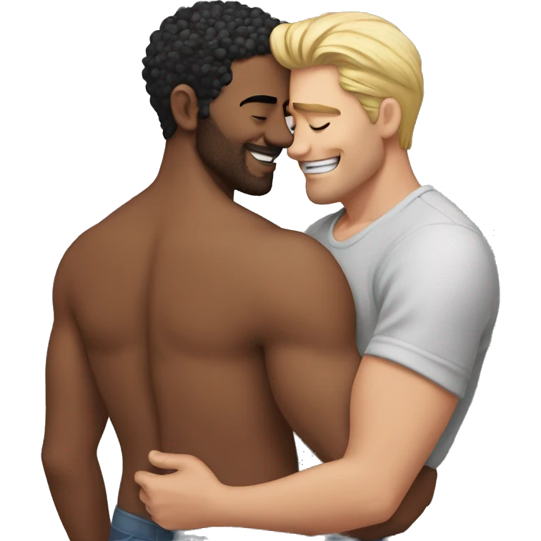 shirtless man hugging shirtless man emoji