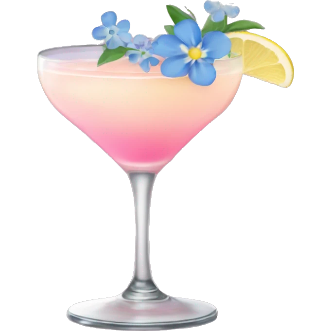 pink/bluish lemon cocktail with blue small flowers  emoji