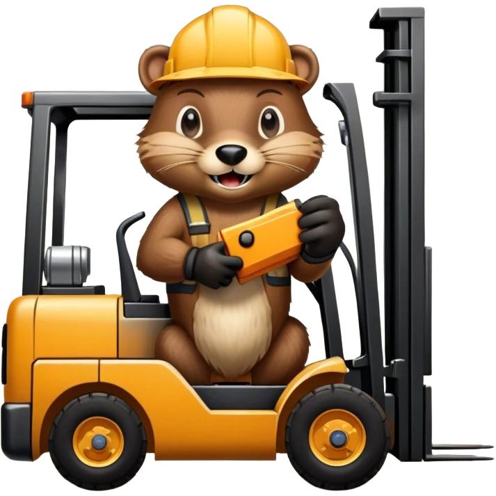 a forklift-driving beaver emoji