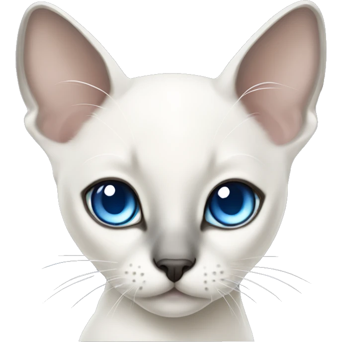 extremely cute kawaii white siamese cat with gray markings and blue eyes emoji