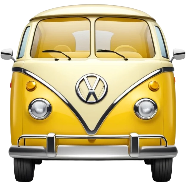 yellow and white Volkswagen ID. Buzz, front view, emoji cartoon style emoji