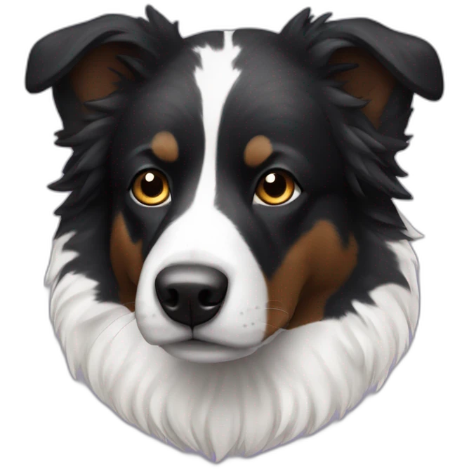 Black fur Aussie dog with white fur spot on head emoji