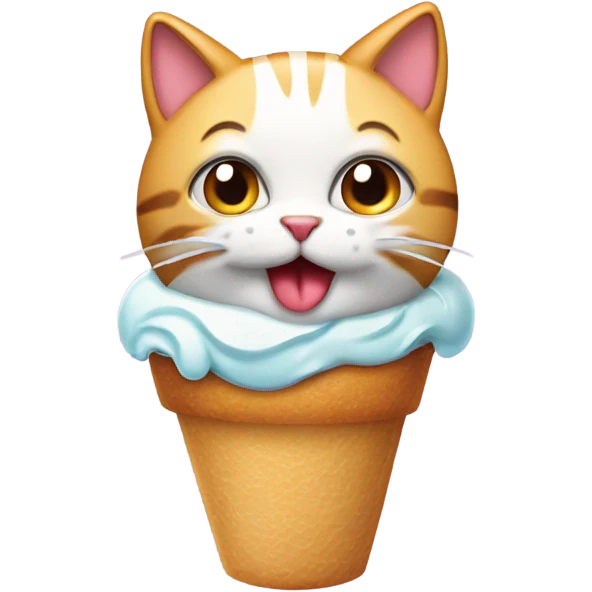 Gatito con helado en la cabeza emoji