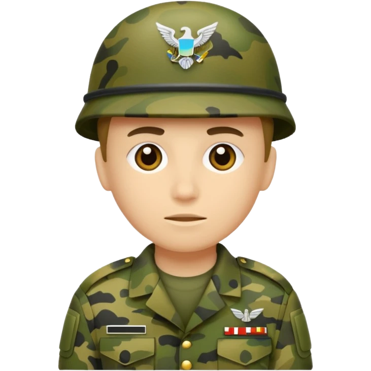 A soldier that there face is camouflage like the army uniform emoji