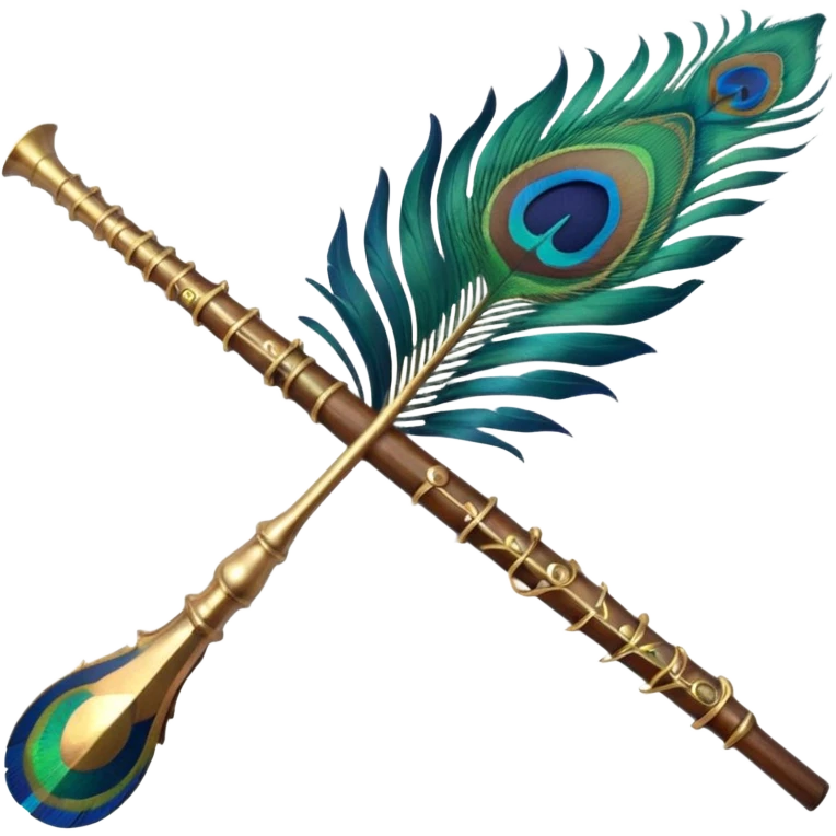 peacock feather emoji with krishna flute emoji