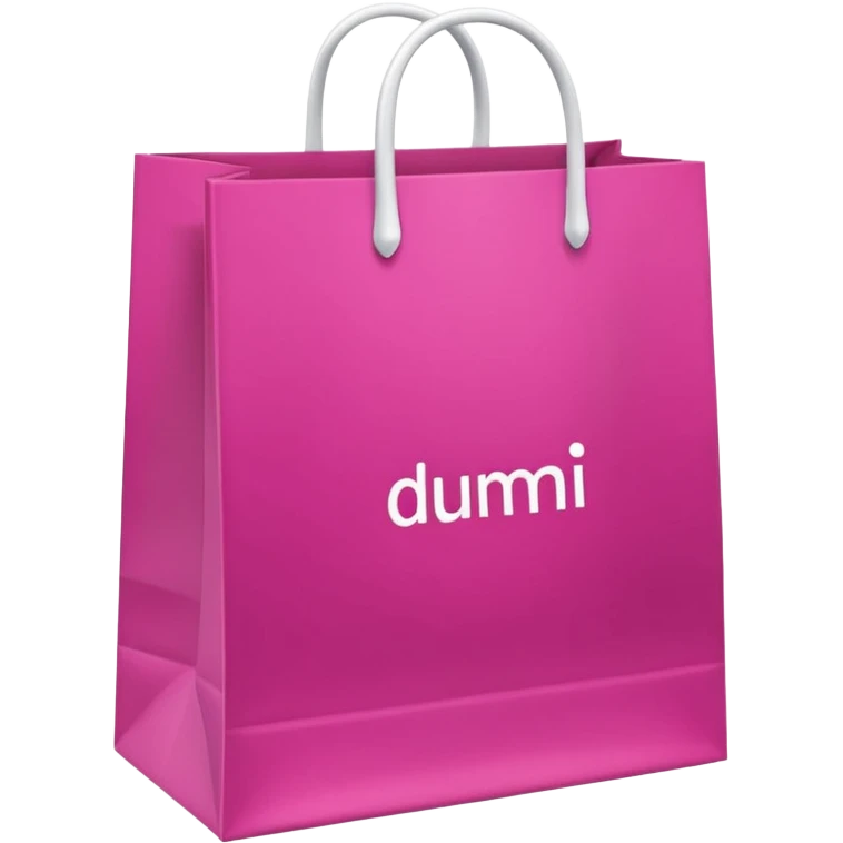 Fuchsia pink paper bag with white handles, repeating DRUNI  in light pink and a large vertical 'DRUNI' in bold white letters in the center, iOS emoji style, shiny and realistic. emoji