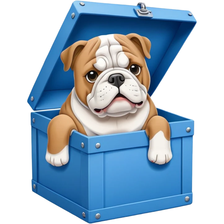 Bulldog in blue box emoji