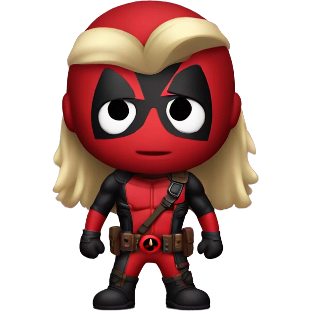 a guys wearing deadpool's costume and had long hair emoji