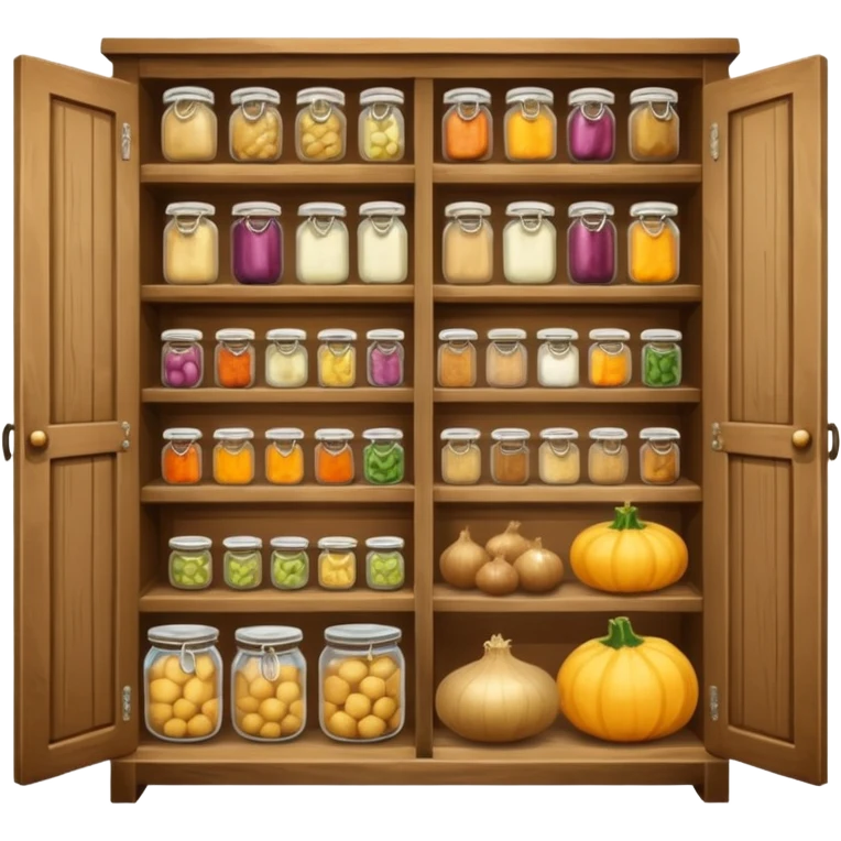 pantry with canned items, onions, potatoes, squash emoji