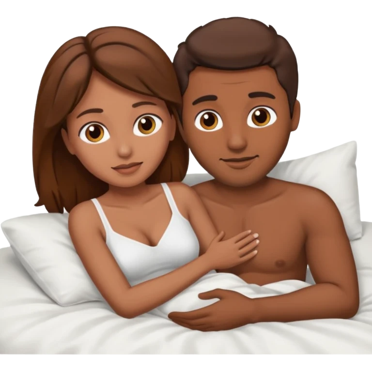 Brown Man with brown hair woman bent over naked having sex in bed emoji