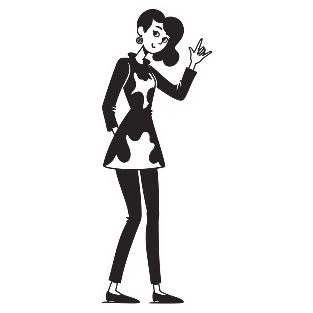 A stylized tall woman with exaggerated long arms and legs, and a face with sharp angular features emoji