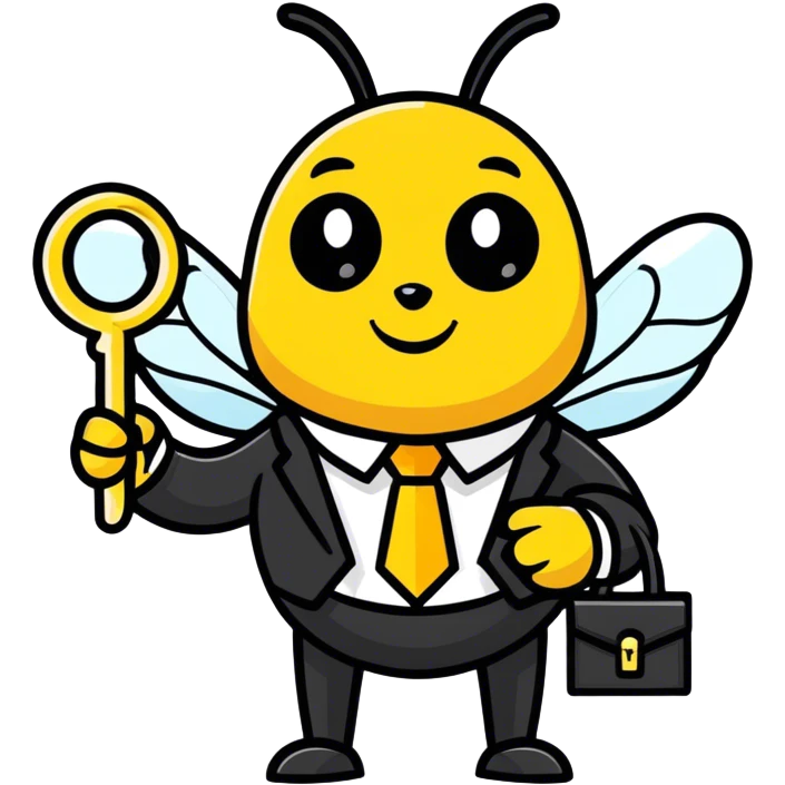 a bee in an office suit with keys in her hand.  emoji