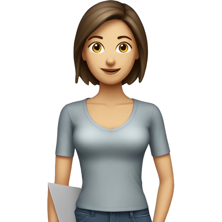 Slim brunette Caucasian lady wearing a box as clothes emoji