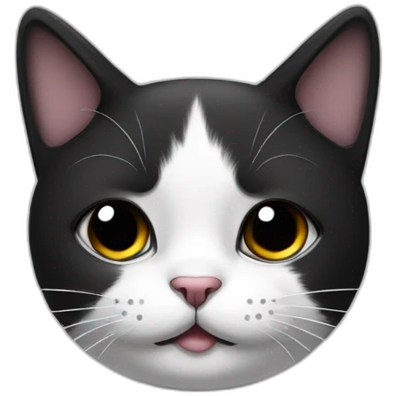 Black and white cat with a black little mustache under the nose emoji