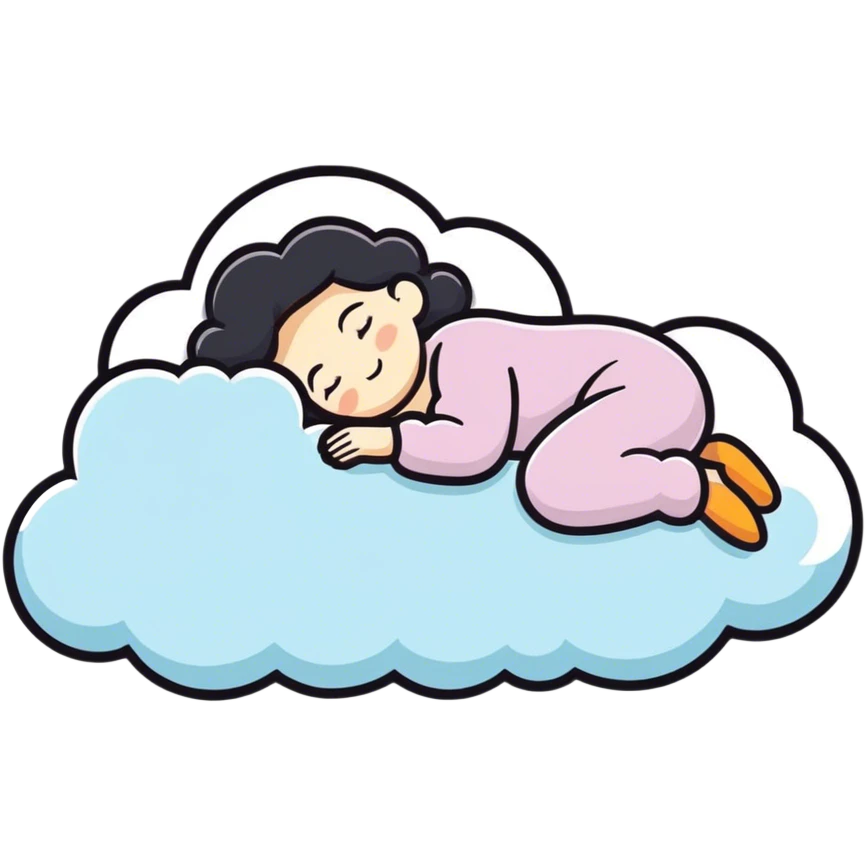 Woman sleep in cloud will light her emoji