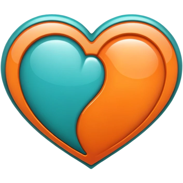 heart that is half teal and half orange emoji