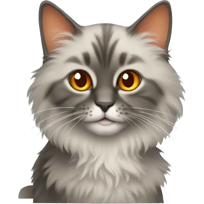 fluffy turkish can cat with orange emoji