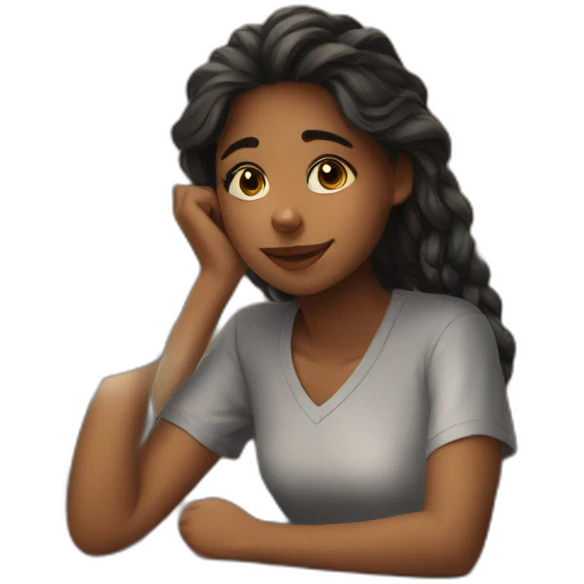 girl study on desk emoji
