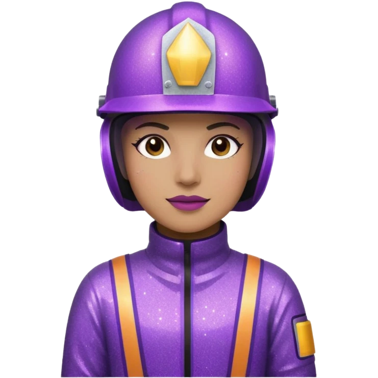 industrial worker wearing glitter purple glittery clothes emoji