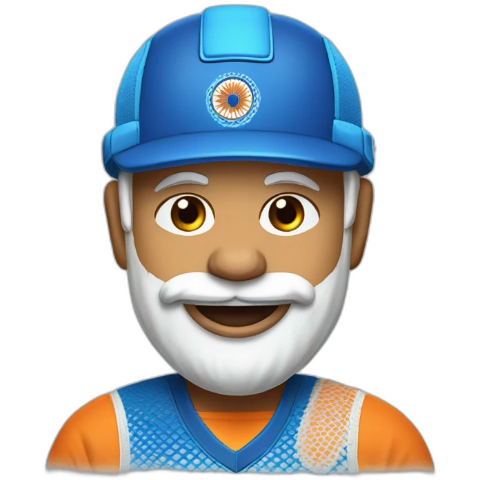 narendra modi in blue indian cricket team jersey with tongue out emoji