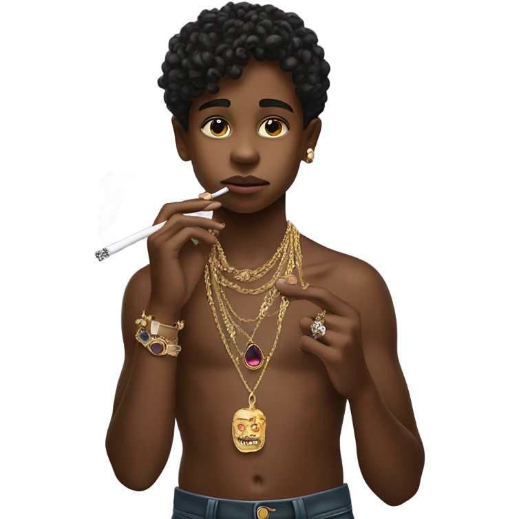 smoking boy with jewelry emoji