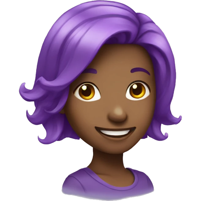 smiling girl with purple hair emoji
