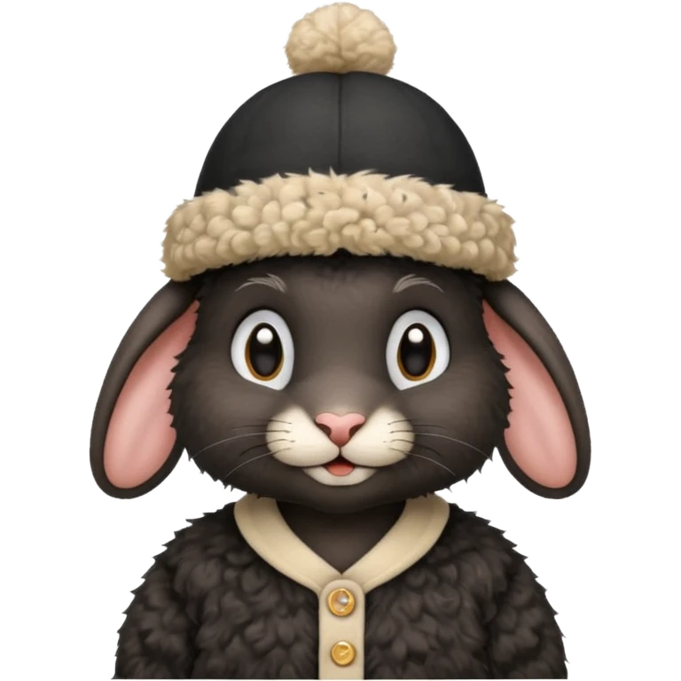 curly black rabbit with jersey and hat emoji