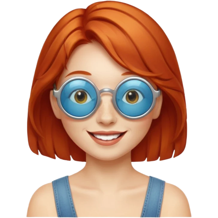 redhead with round solar glasses, cheerful expression emoji