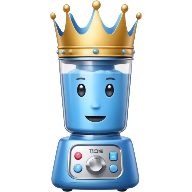 Blue blender with a crown emoji
