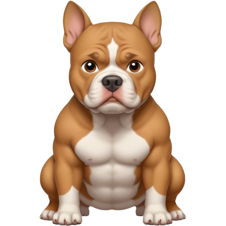 Tan with white chest XL American bully with cropped ears emoji