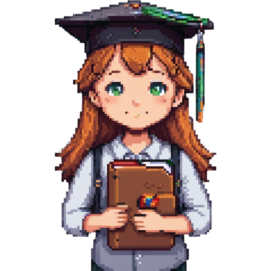 student in a master's cap with a folder in his hands emoji