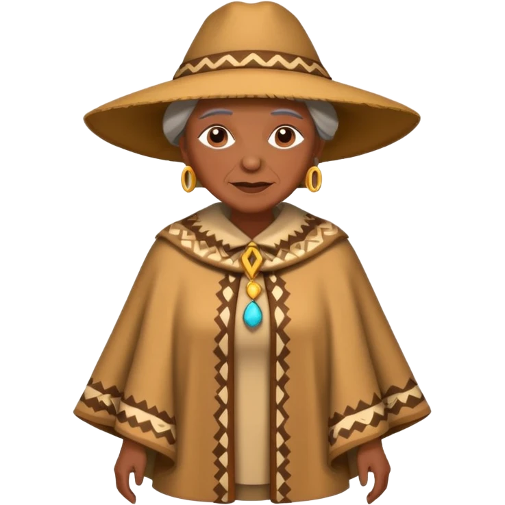 brown skin old woman with fashion pancho emoji