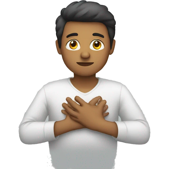 person with hands on chest emoji