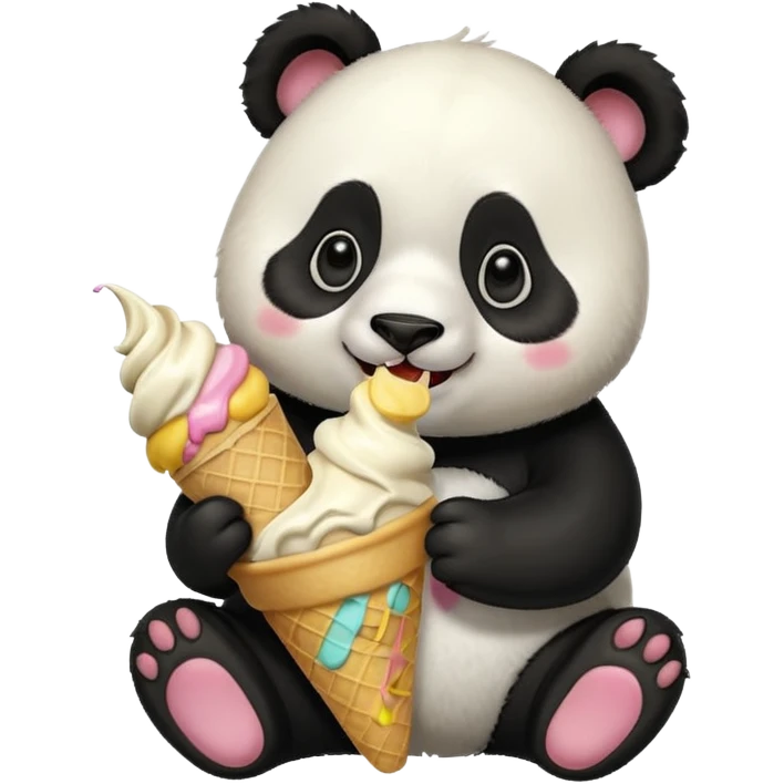 Panda eating ice cream emoji