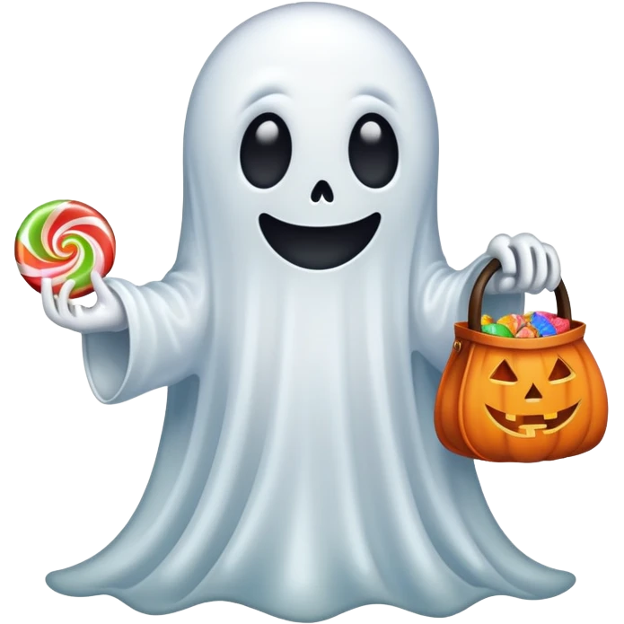 ghost giving out candy for Halloween emoji