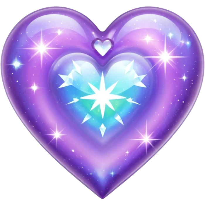 sparkly glossy pastel purple iridescent glass crystal nebula glass heart emoji