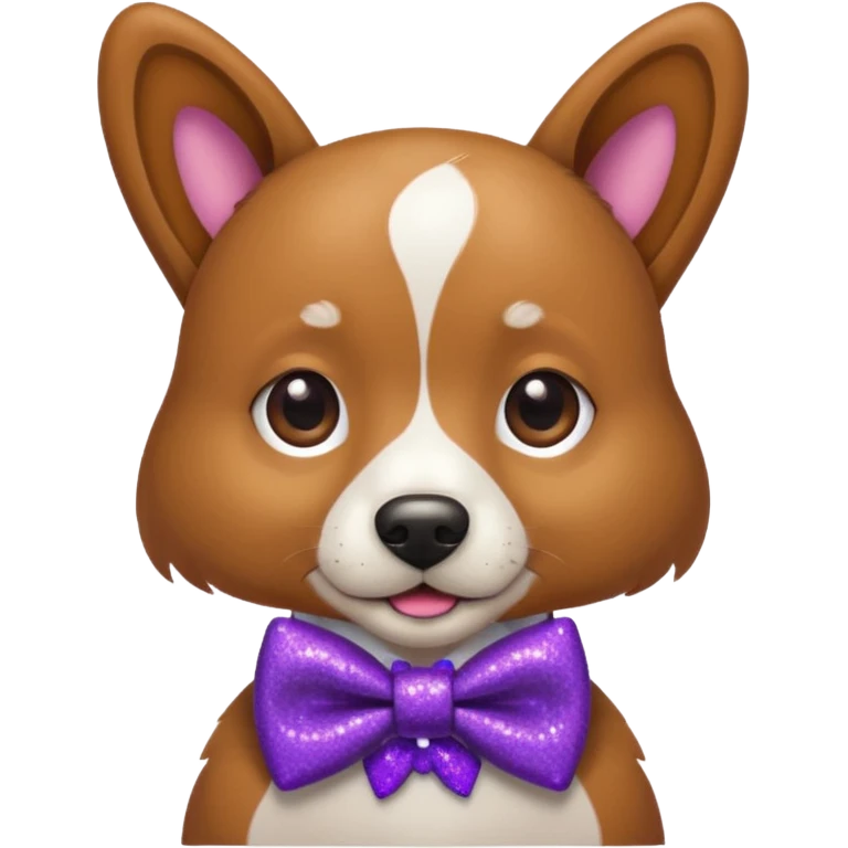 Cachorro adulto com gravata roxa com glitter emoji