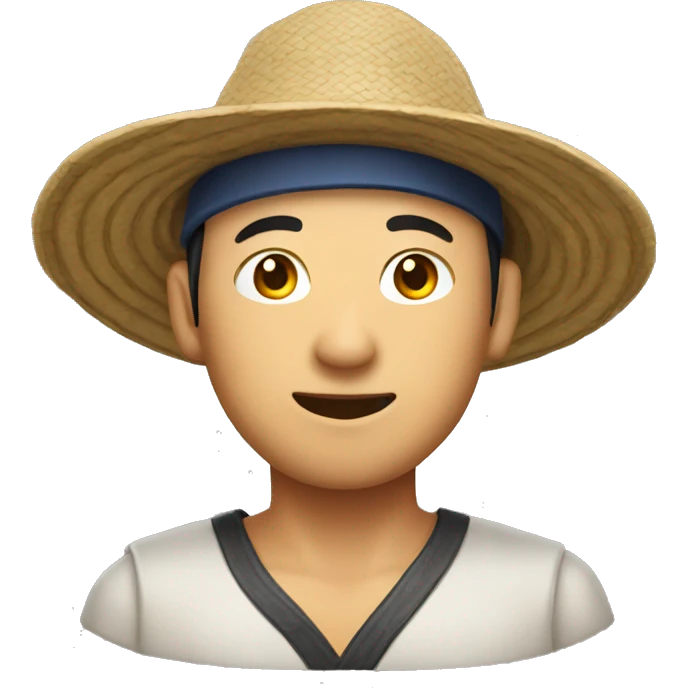 Chinese man wearing rice picker hat  emoji