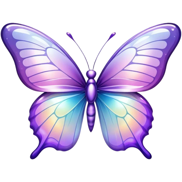 Sparkly Pastel purple-gradient iridescent glass butterfly emoji