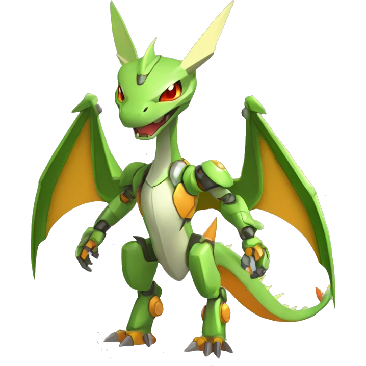 Mechanical Flygon-Scyther-Charizard-raptor-Medabot-Mecha full body emoji