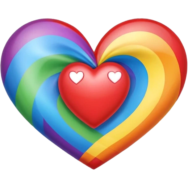 heart with a rainbow, rainbow bow with heart pattern on the bow, apple emoji style emoji