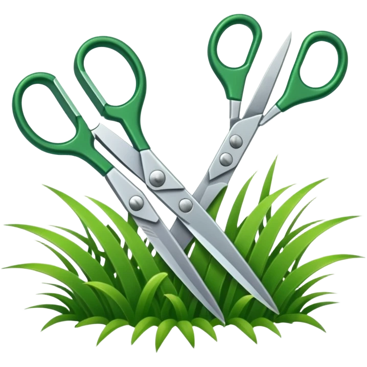  a pair of scisors cutting grass with emoji