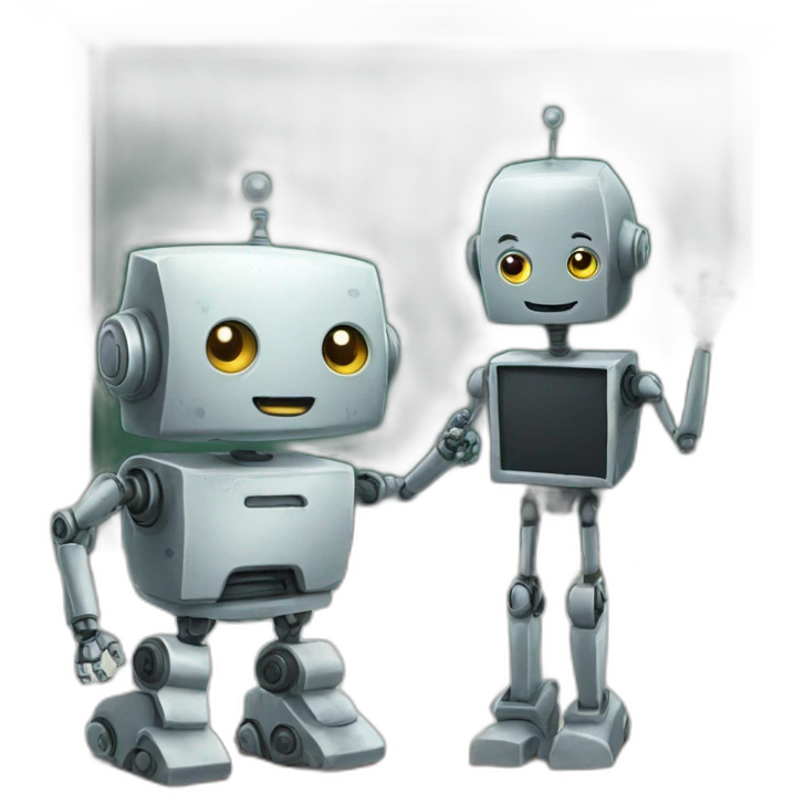 robot and a chalkboard emoji