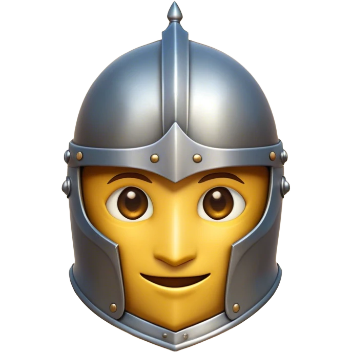 Clash of Clans aesthetic Playful Knight Portrait Emoji, Head tilted with a subtle, cheeky smile peeking from beneath an open helm, showcasing a compact, stylized armored build with bright, expressive eyes in natural skin tone, Simplified yet irresistibly charming features, highly detailed, glowing with a warm, inviting metallic glow, high shine, spirited and approachable, stylized with an air of whimsical chivalry, soft glowing outline, capturing the essence of a playful knight exuding friendly valor! emoji