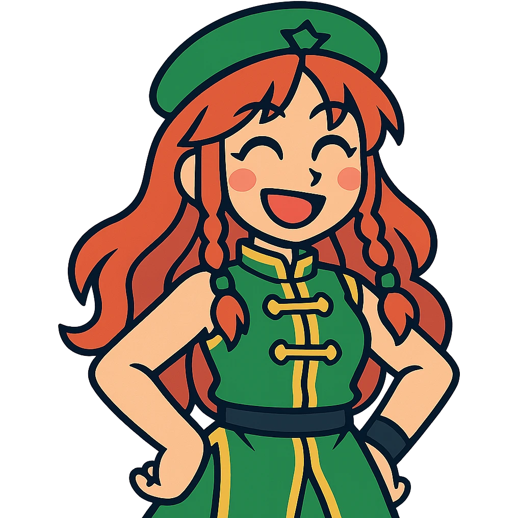 Hong Meiling smiling in vibrant toon style emoji