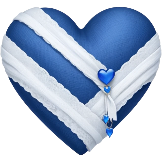 white gauze strip wrapped diagonally around a dark blue heart emoji